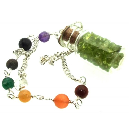 Peridot Glass Bottle Chakra Pendulum