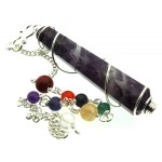 Chevron Amethyst Double Terminated Spiral Chakra Pendulum