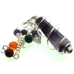 Chevron Amethyst Double Terminated Spiral Chakra Pendulum