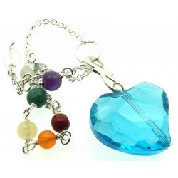 Blue Andara Crystal Heart Charm Chakra Pendulum