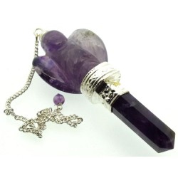 Amethyst Gemstone Carved Angel Pendulum