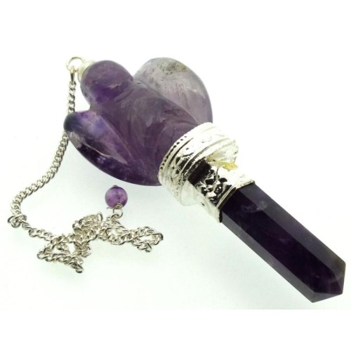 Amethyst Gemstone Carved Angel Pendulum