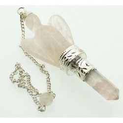 Rose Quartz Gemstone Carved Angel Pendulum