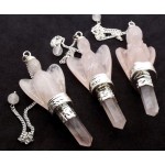 Rose Quartz Gemstone Carved Angel Pendulum