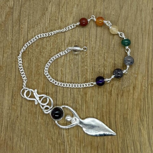 Metal Garnet Goddess Chakra Pendulum