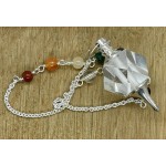 Clear Quartz Faceted Cube Chakra Pendulum