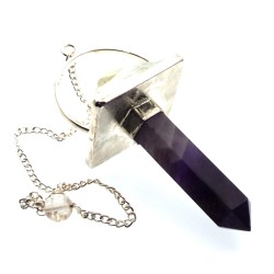 Amethyst and Quartz Pyramid Pendulum