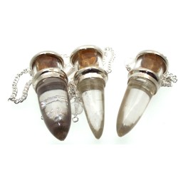 Citrine and Quartz Gemstone Vial Pendulum