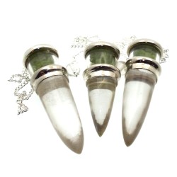 Peridot and Quartz Gemstone Vial Pendulum