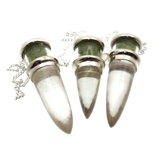 Peridot and Quartz Gemstone Vial Pendulum