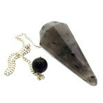 Tourmalated Quartz Gemstone Terminated Pendulum