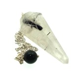 Tourmalated Quartz Gemstone Terminated Pendulum