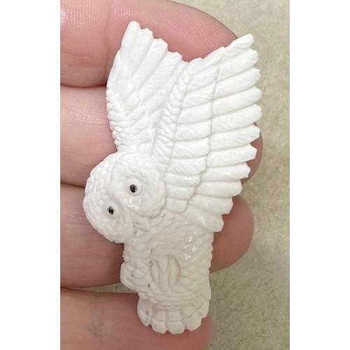 Carved Flat Bone Owl