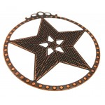 4x Brass Coloured Metal Five Pointed Star Charms