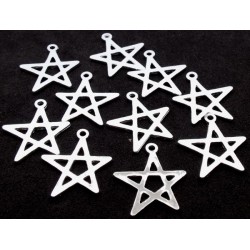 10x Silver Plated Five Pointed Star Charms