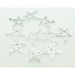 10x Silver Plated Five Pointed Star Charms