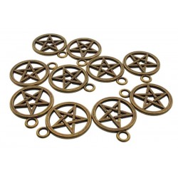 10x Brass Pentacle Metal Charms