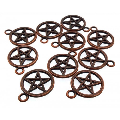 10x Copper Pentacle Metal Charms