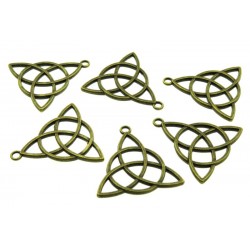 6x Bronze Coloured Metal Triquetra Charms