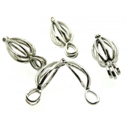4x Small Hinged Opening Metal Cage Charms