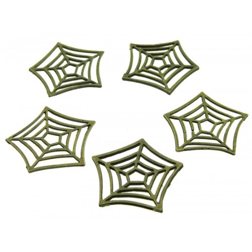 5x Bronze Coloured Metal Cobweb Charms