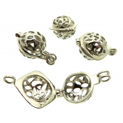 4x Silver Coloured Metal Ball Cage Charms