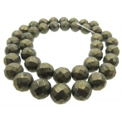16 inch 10mm Faceted Pyrite Bead String