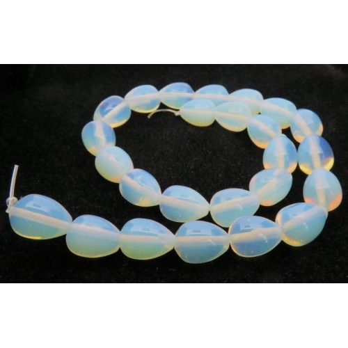 16 inch 15mm Long Opalite Teardrop Bead String