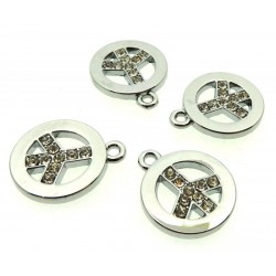 4x Bling Peace Sign Metal Charms