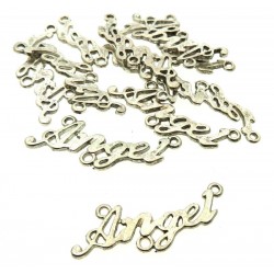 10x Silver Coloured Metal Angel Text Charms