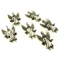 6x Silver Coloured Metal Archangel Charms