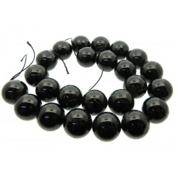 15 inch 16mm Round Black Tourmaline Bead String