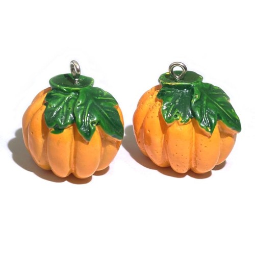 2x Resin Pumpkin Charms