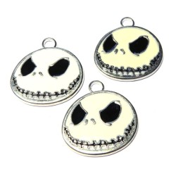 3x Enamel Skeleton Face Charms