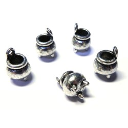 5x Silver Coloured Metal Cauldron Charms