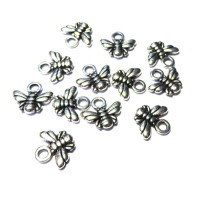 12x Silver Coloured Metal Bee Charms
