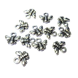 12x Silver Coloured Metal Bee Charms