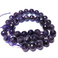 15 inch 9mm Faceted Round Amethyst Bead String