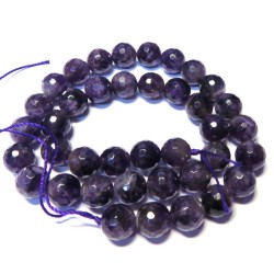 15 inch 9mm Faceted Round Amethyst Bead String