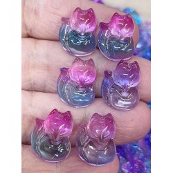 6x Multi Colour 18mm Glass Fox Beads