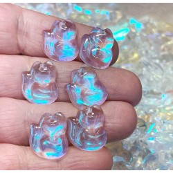6x Aurora Borealis 18mm Glass Fox Beads