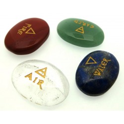 Carved Gemstone Earth Air Fire Water Cabochon Set