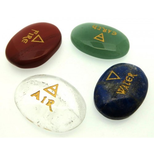Carved Gemstone Earth Air Fire Water Cabochon Set