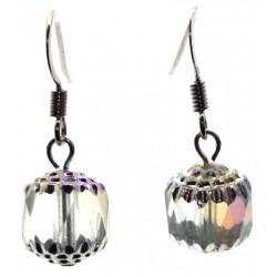 Faceted Crystal Glass Lantern Fishhook Earrings
