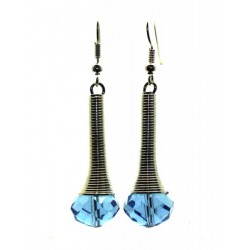 Blue Sparkling Faceted Dropper Fishhook Earrings