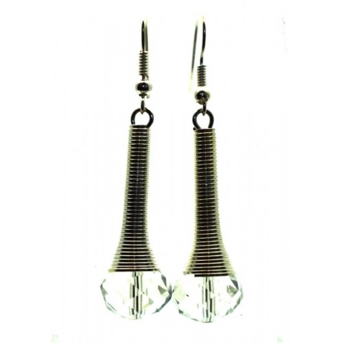 Clear Sparkling Faceted Dropper Fishhook Earrings