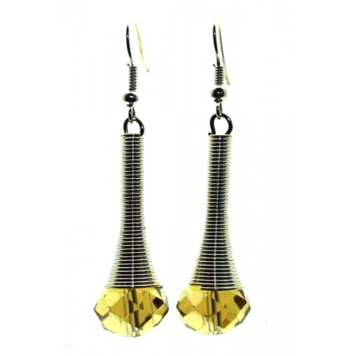 Golden Sparkling Faceted Dropper Fishhook Earrings