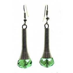 Green Sparkling Faceted Dropper Fishhook Earrings