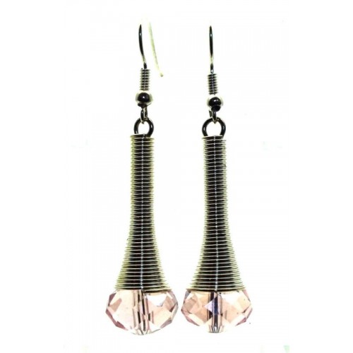 Pink Sparkling Faceted Dropper Fishhook Earrings