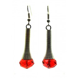Red Sparkling Faceted Dropper Fishhook Earrings